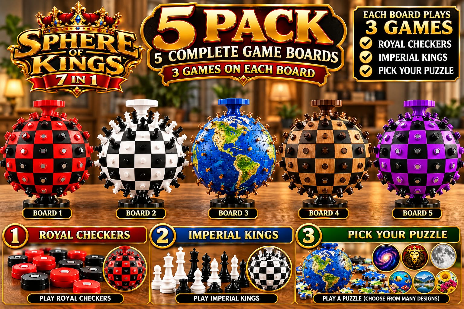 Kingdom 5-Pack — 5 complete Sphere of Kings game boards