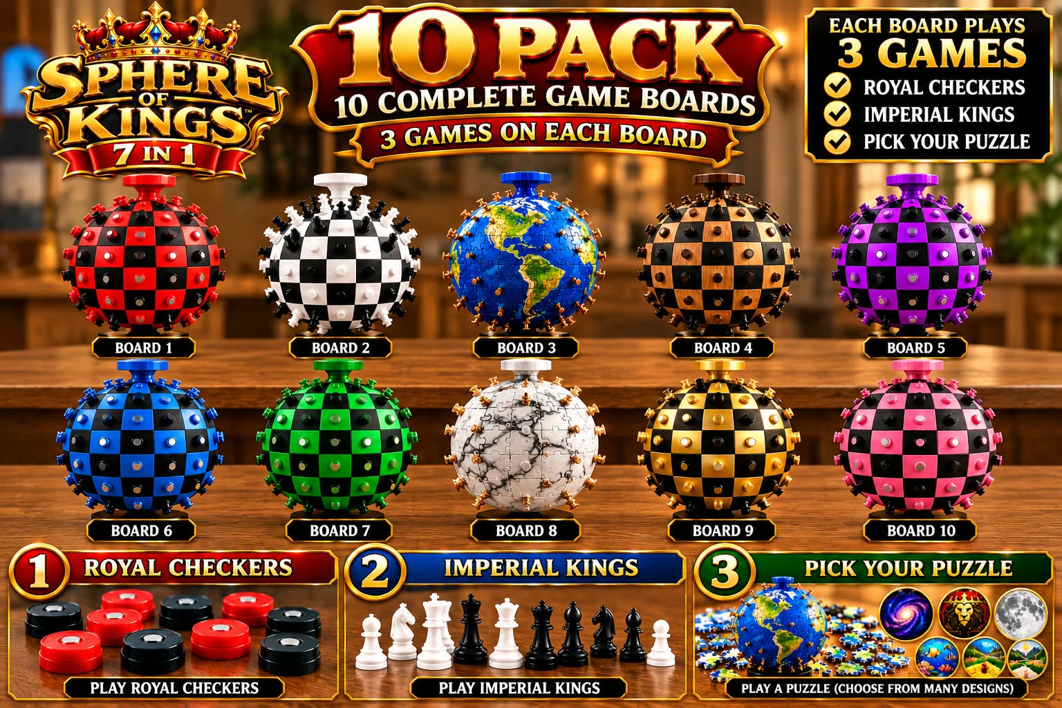 Grandmaster 10-Pack — 10 complete Sphere of Kings game boards